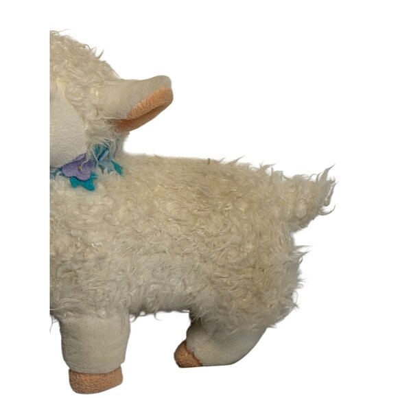 VTG Applause Stuffed Plush Lamb Floral Collar 8" Cream Wool-Texture Soft Toy - Picture 3 of 6